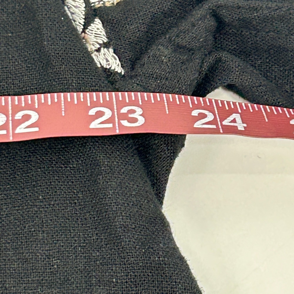 Abercrombie & Fitch Summer Linen Blend Shirt Mens L Black Floral Embroidered NEW - Picture 9 of 11